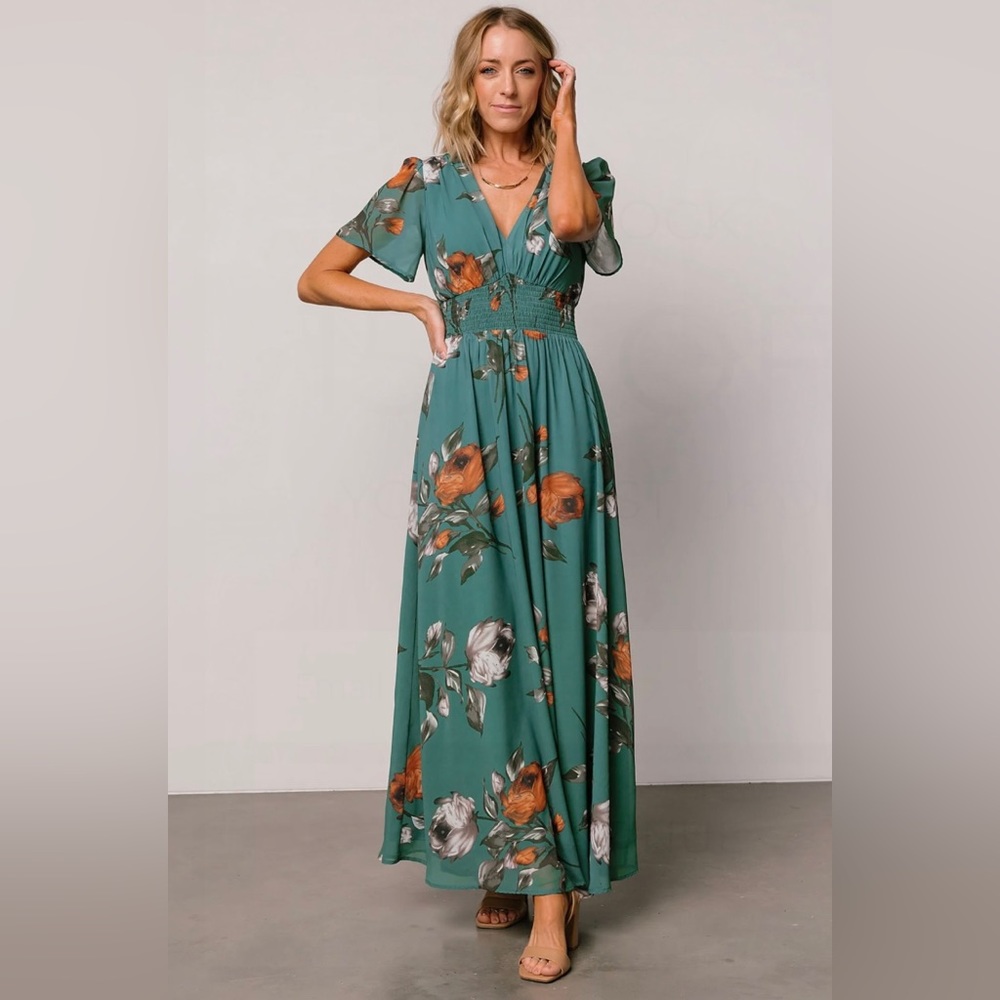 Baltic Born birdie maxi dress, eucalyptus floral, size XL